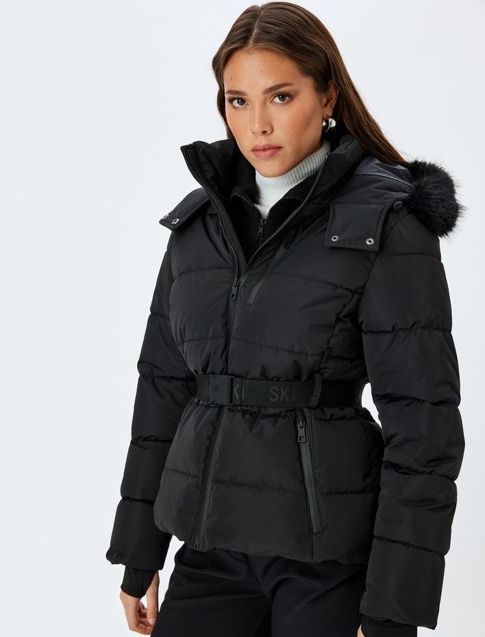  Kemerli Kapüşonlu Su Geçirmez Kayak Montu