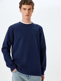 Bisiklet Yaka Pamuklu Basic Sweatshirt