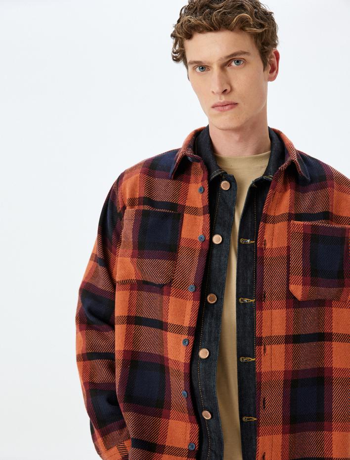  Uzun Kollu Regular Fit Cep Detaylı Ekose Desenli Oduncu Gömleği