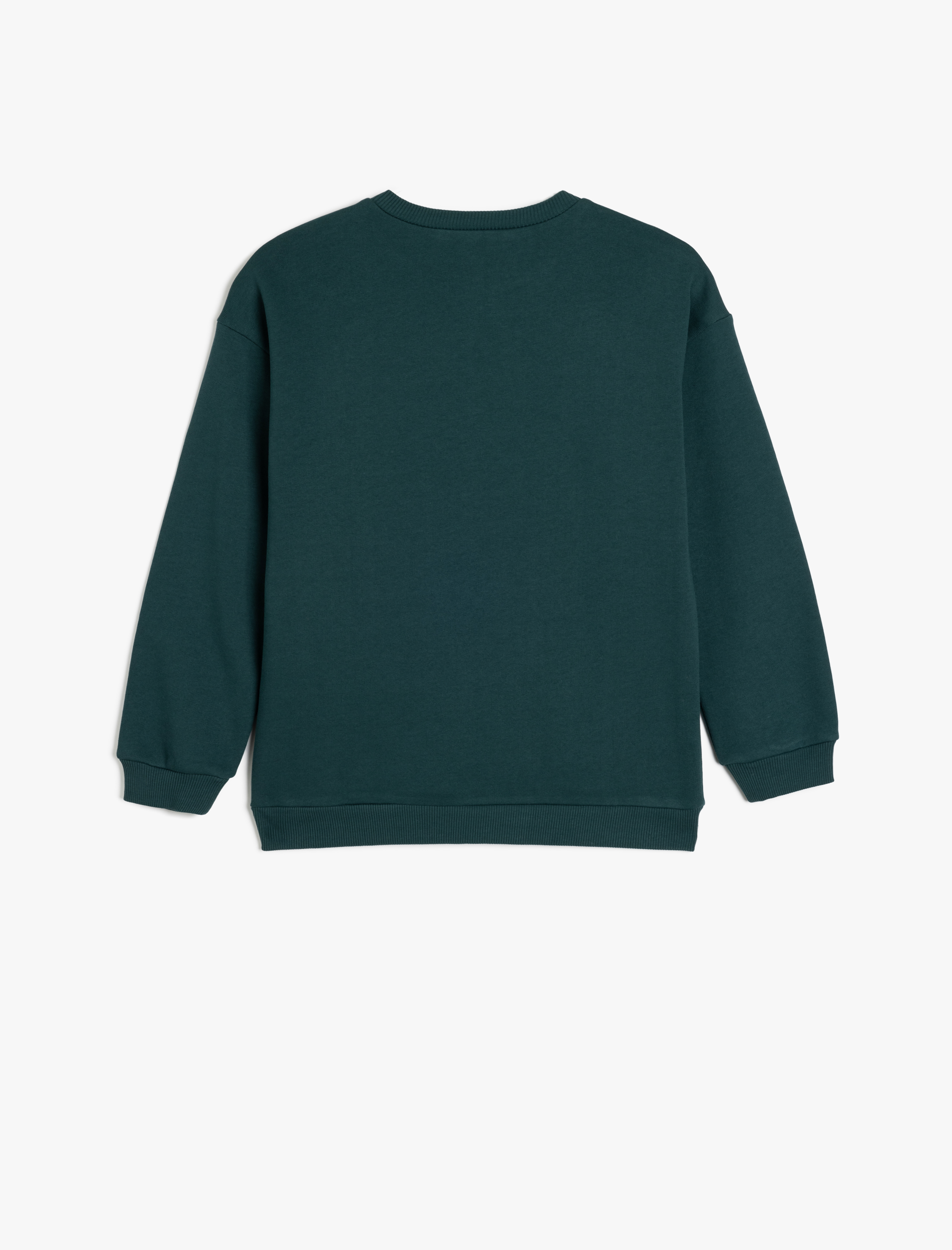  Erkek Çocuk Aslan İşlemeli Bisiklet Yaka Uzun Kollu Şardonlu Pamuklu Sweatshirt