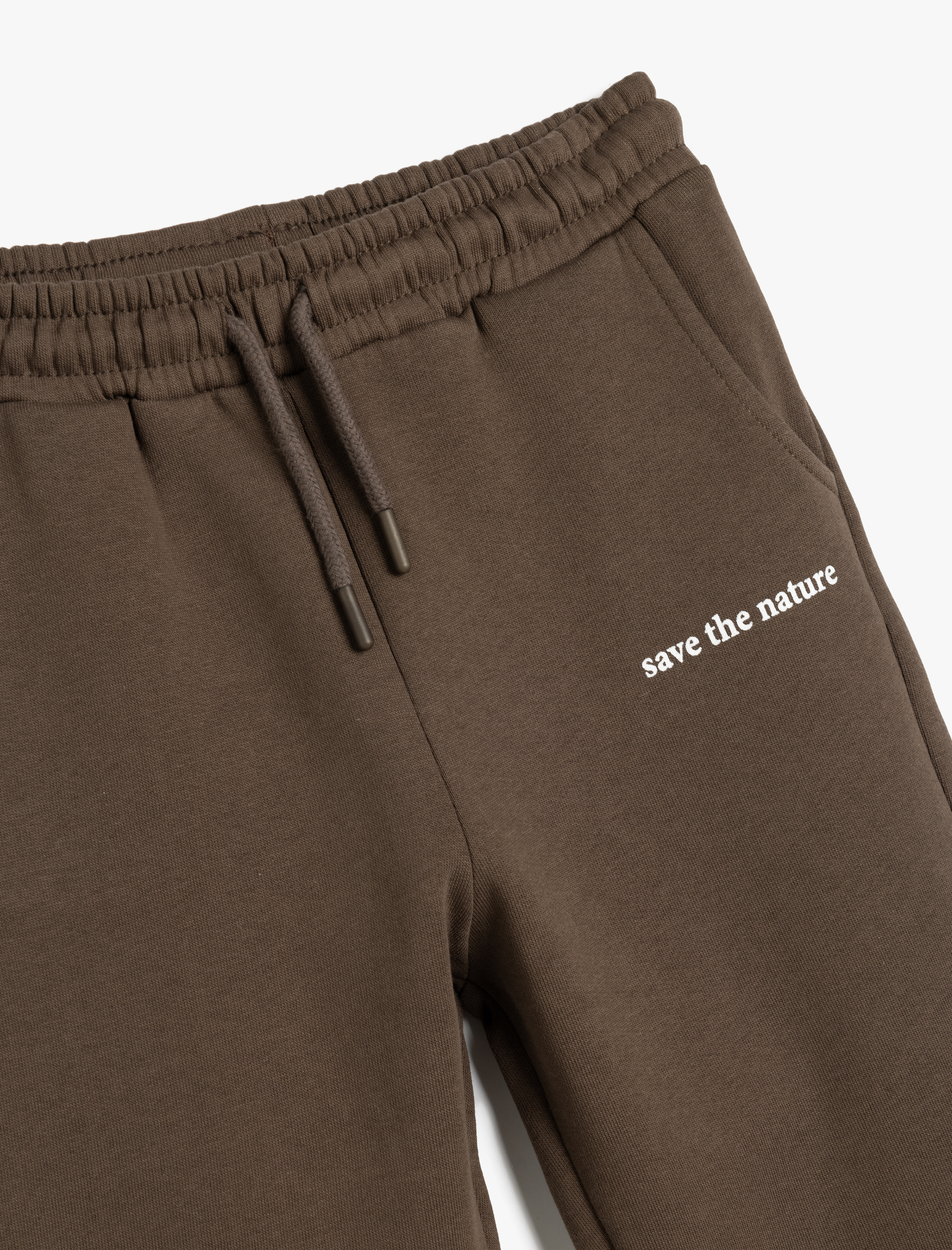  Erkek Çocuk Baskı Detaylı Cepli Pamuklu Beli Bağlamalı Şardonlu Jogger Eşofman Altı