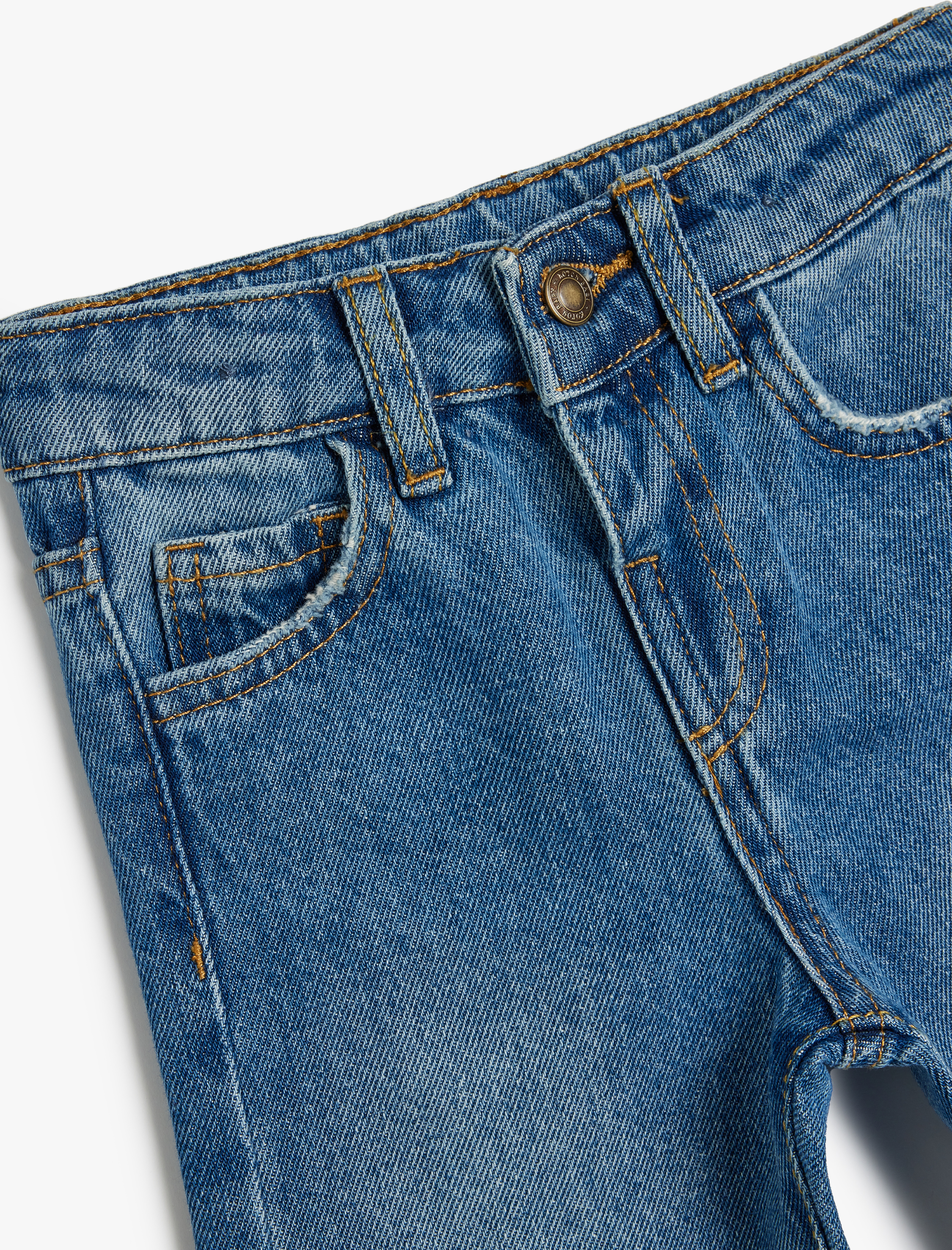 Erkek Bebek Pamuklu Cep Detaylı Havuç Kesim Denim Pantolon