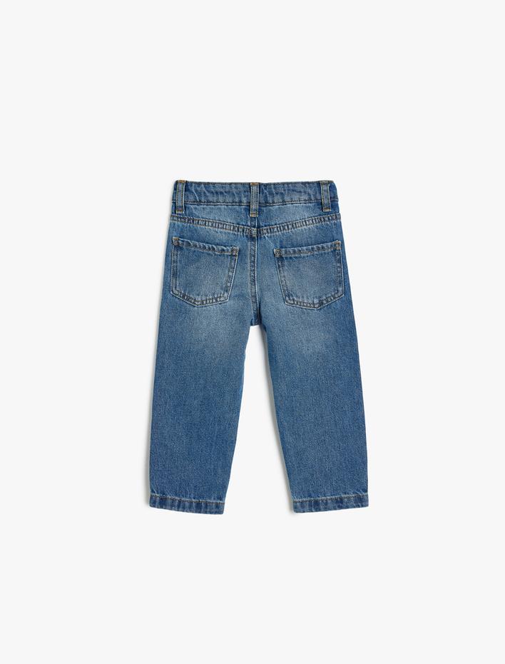 Erkek Bebek Pamuklu Cep Detaylı Havuç Kesim Denim Pantolon