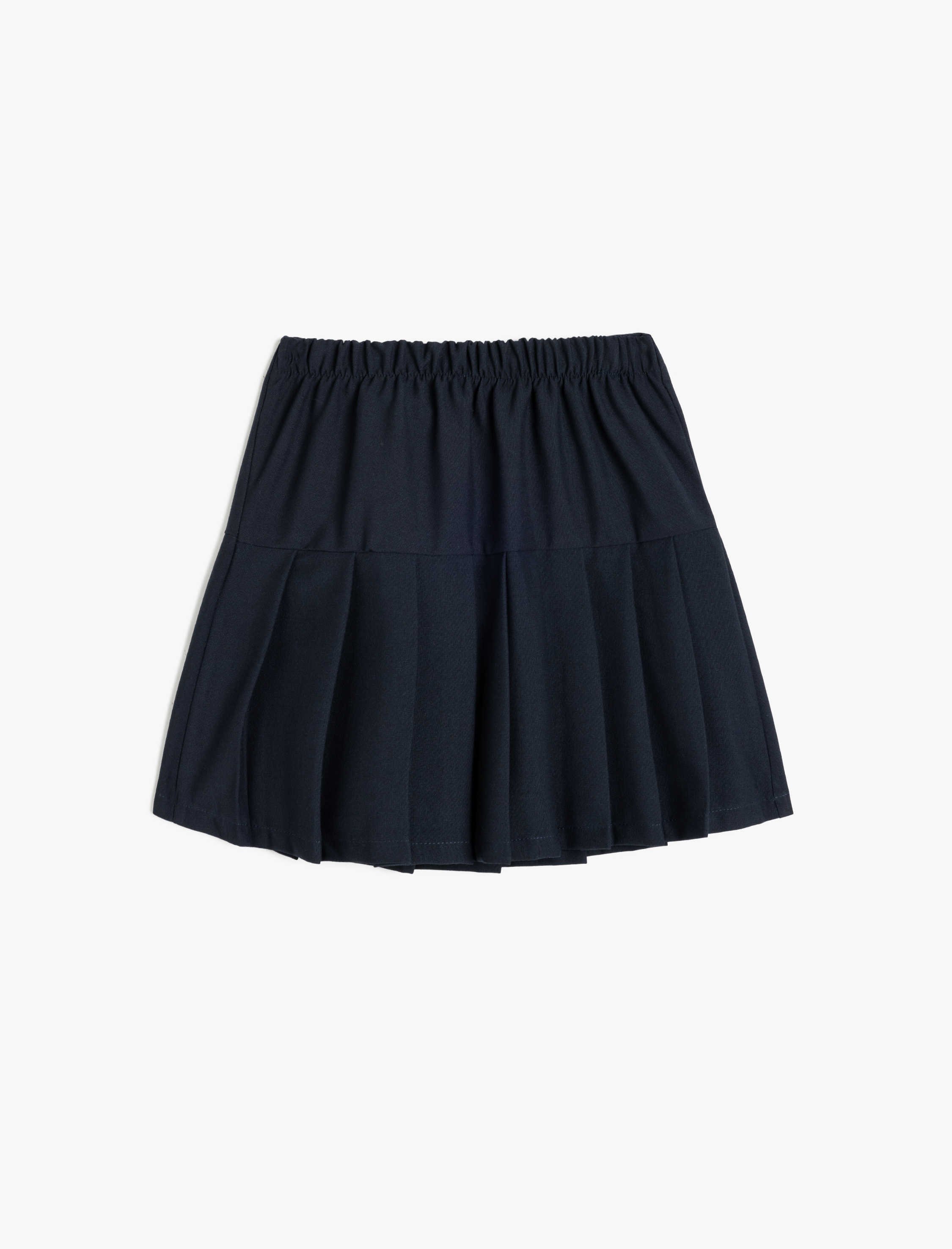  Kız Çocuk Beli Lastikli Düğme Detaylı Viskon Karışımlı Pileli Etek