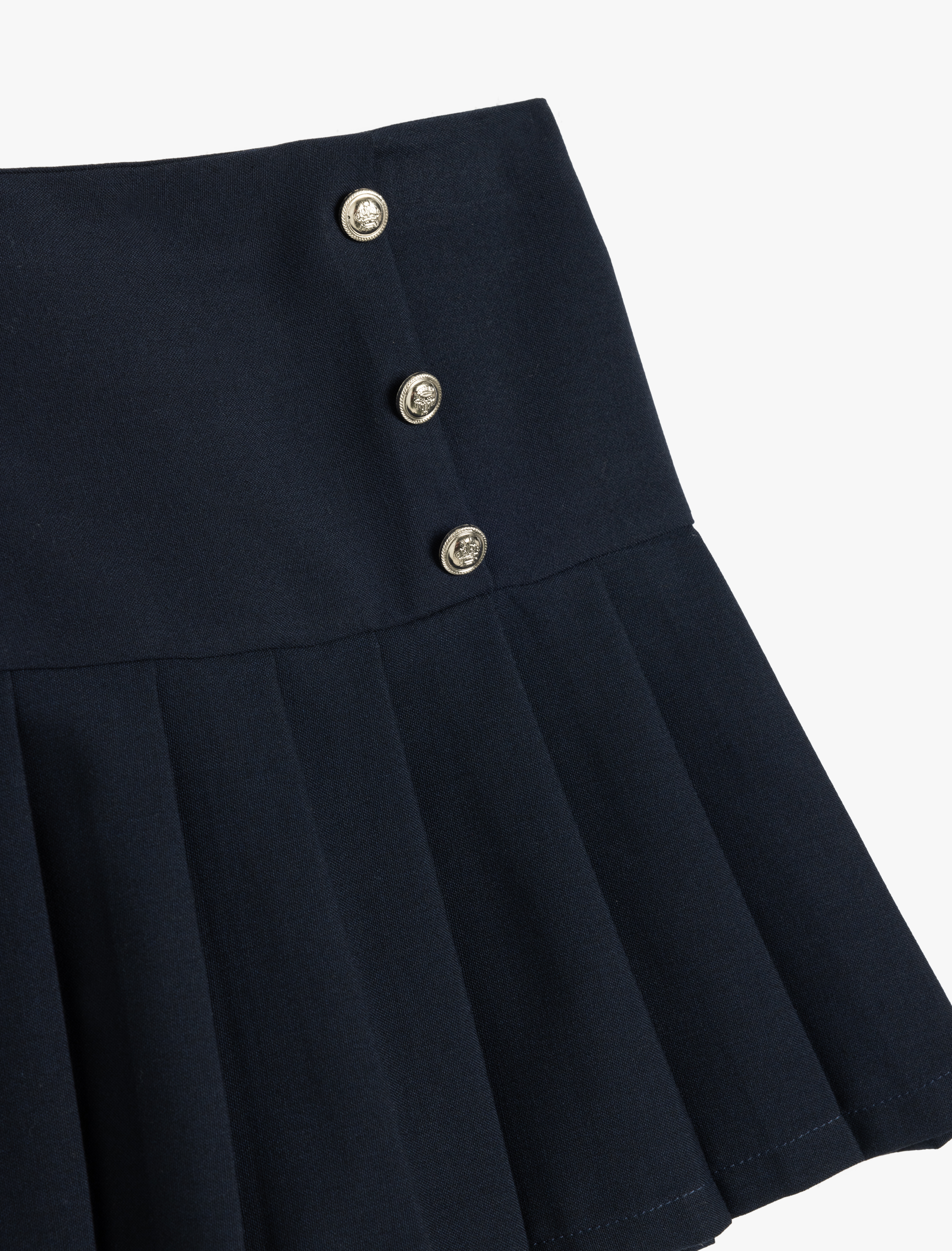  Kız Çocuk Beli Lastikli Düğme Detaylı Viskon Karışımlı Pileli Etek