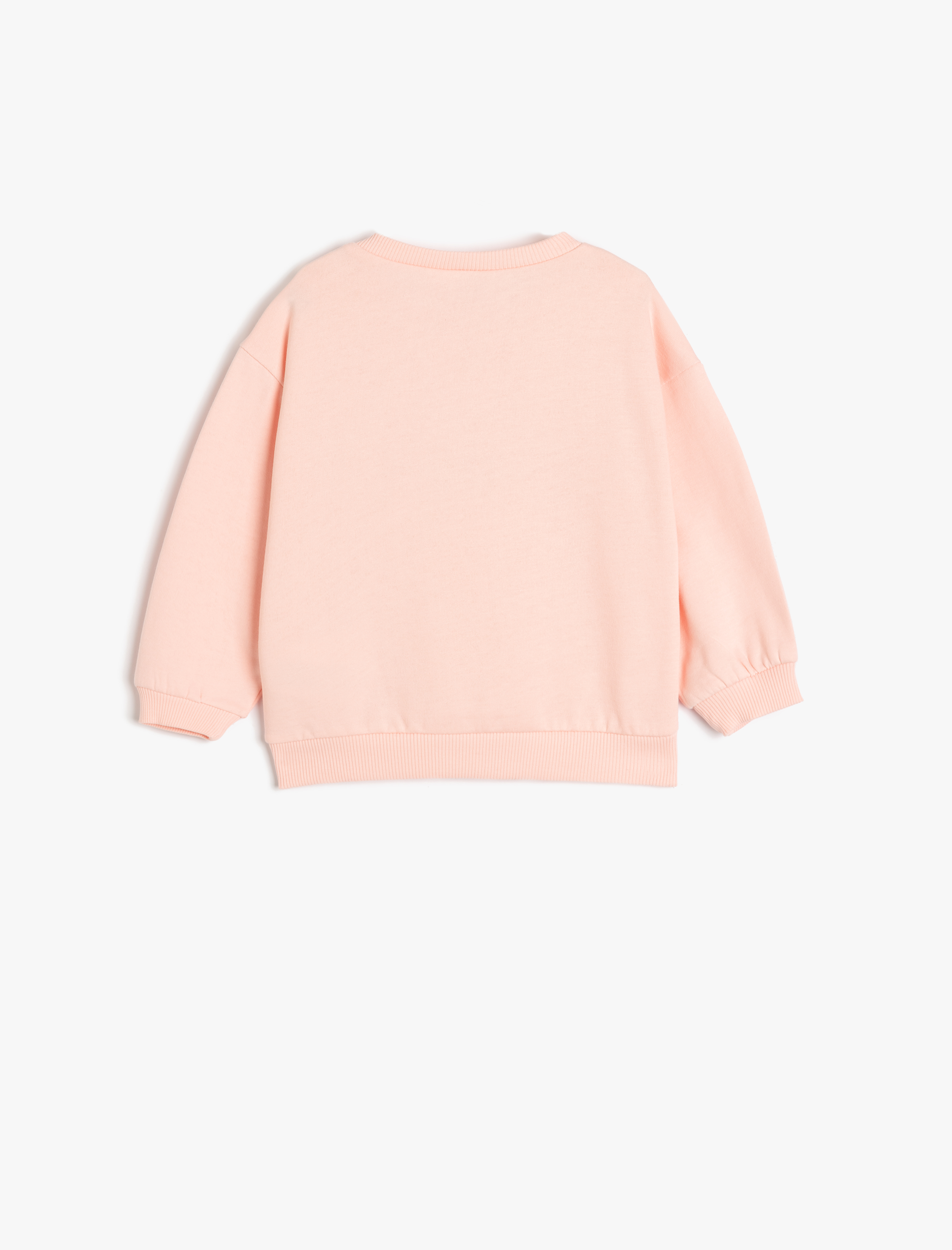  Kız Bebek Sweatshirt Uzun Kollu Çiçek Baskılı Bisiklet Yaka Şardonlu Pamuklu