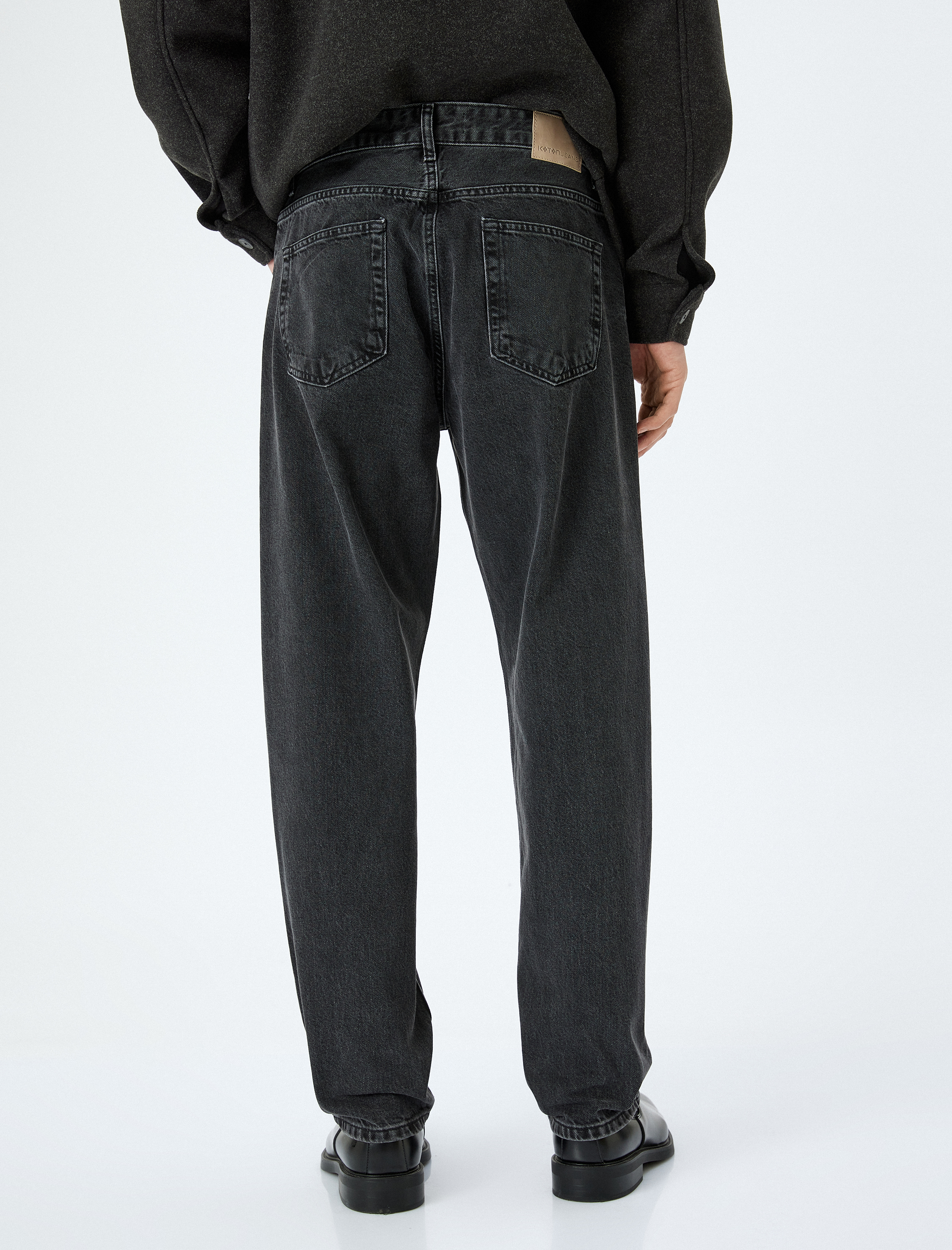 Normal Bel Pamuklu Vintage Straight Jean Pantolon