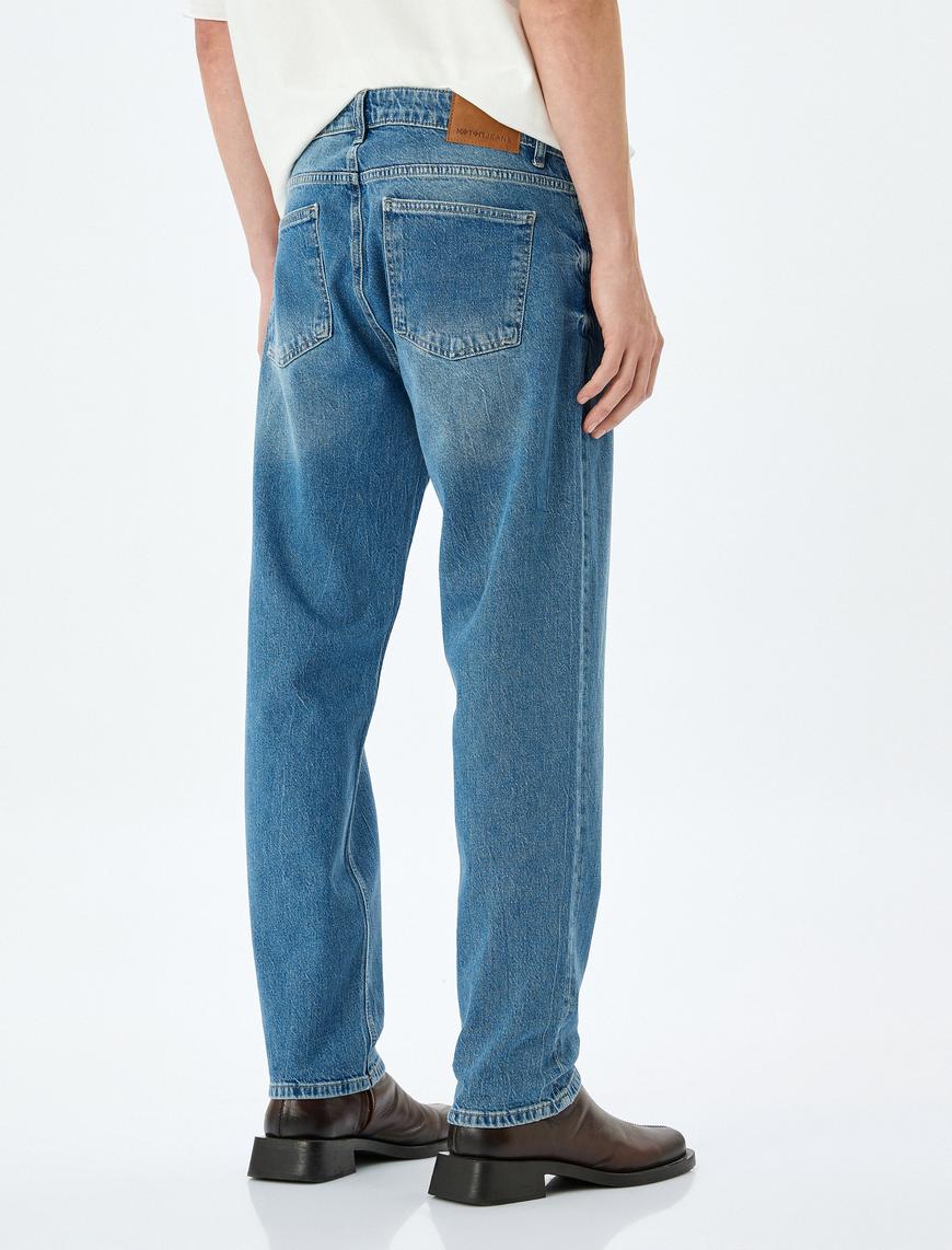   Pamuklu Vintage Straight Jean Pantolon