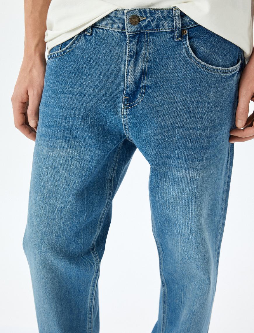   Pamuklu Vintage Straight Jean Pantolon