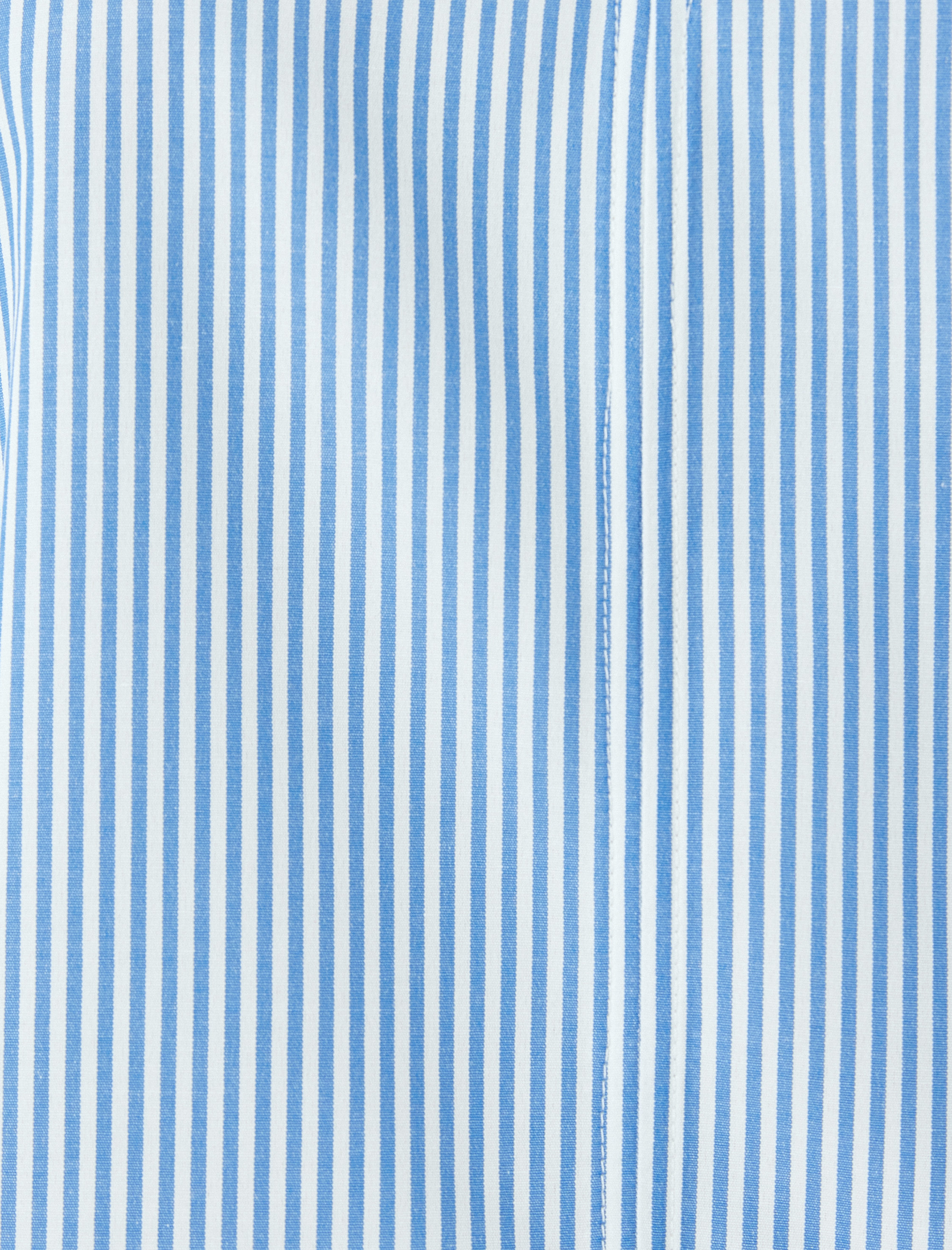 Bol Kalıp Fırfırlı Dik Yaka Çıkma Kısa Kol Çizgili Bluz