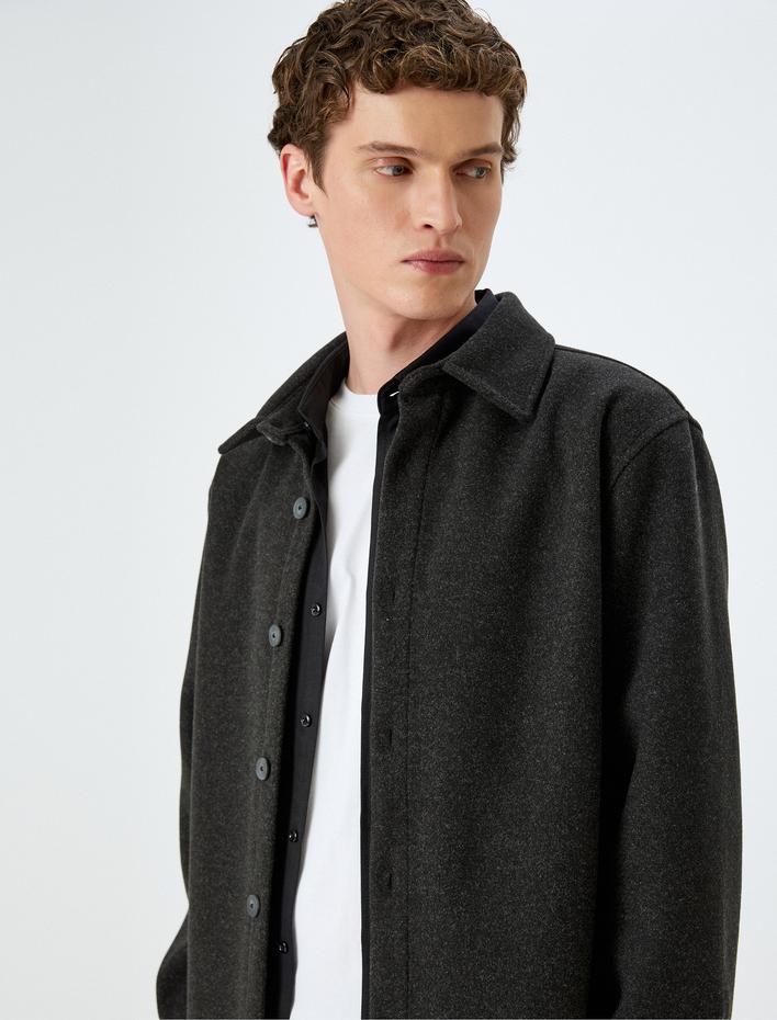  Viskon Karışımlı Düğmeli Regular Fit Uzun Kollu Gömlek