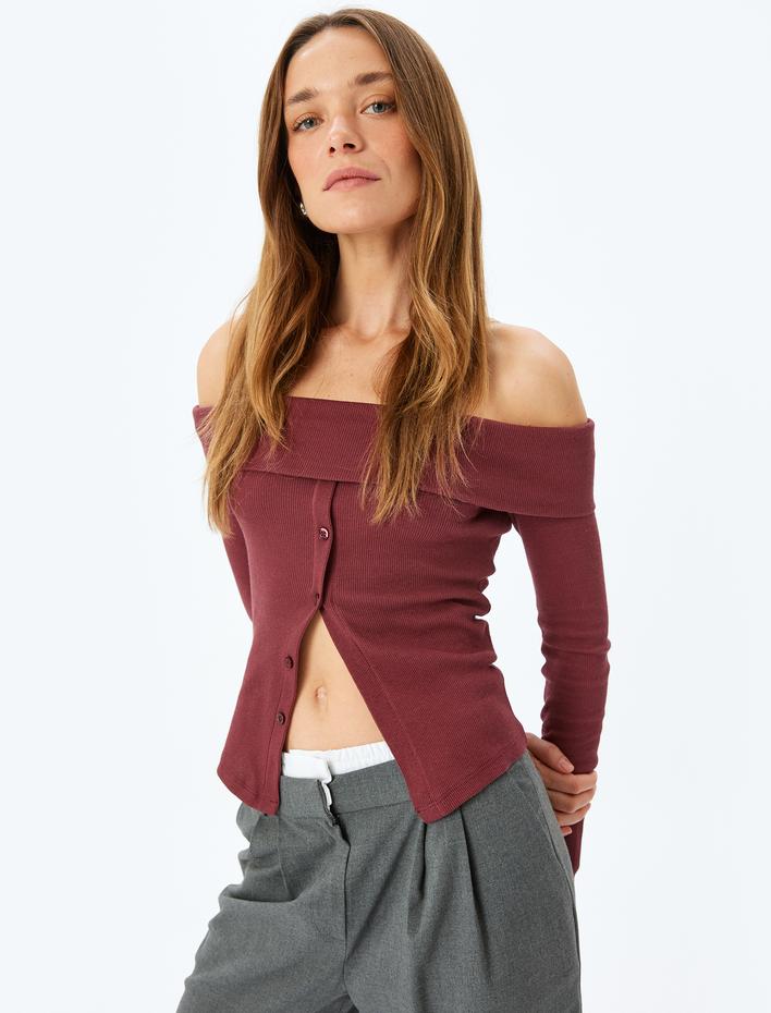  Uzun Kollu Omzu Açık Hırka