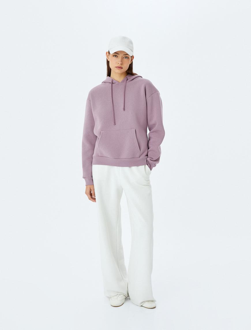   Kanguru Cepli Kapüşonlu Oversize Basic Sweatshirt