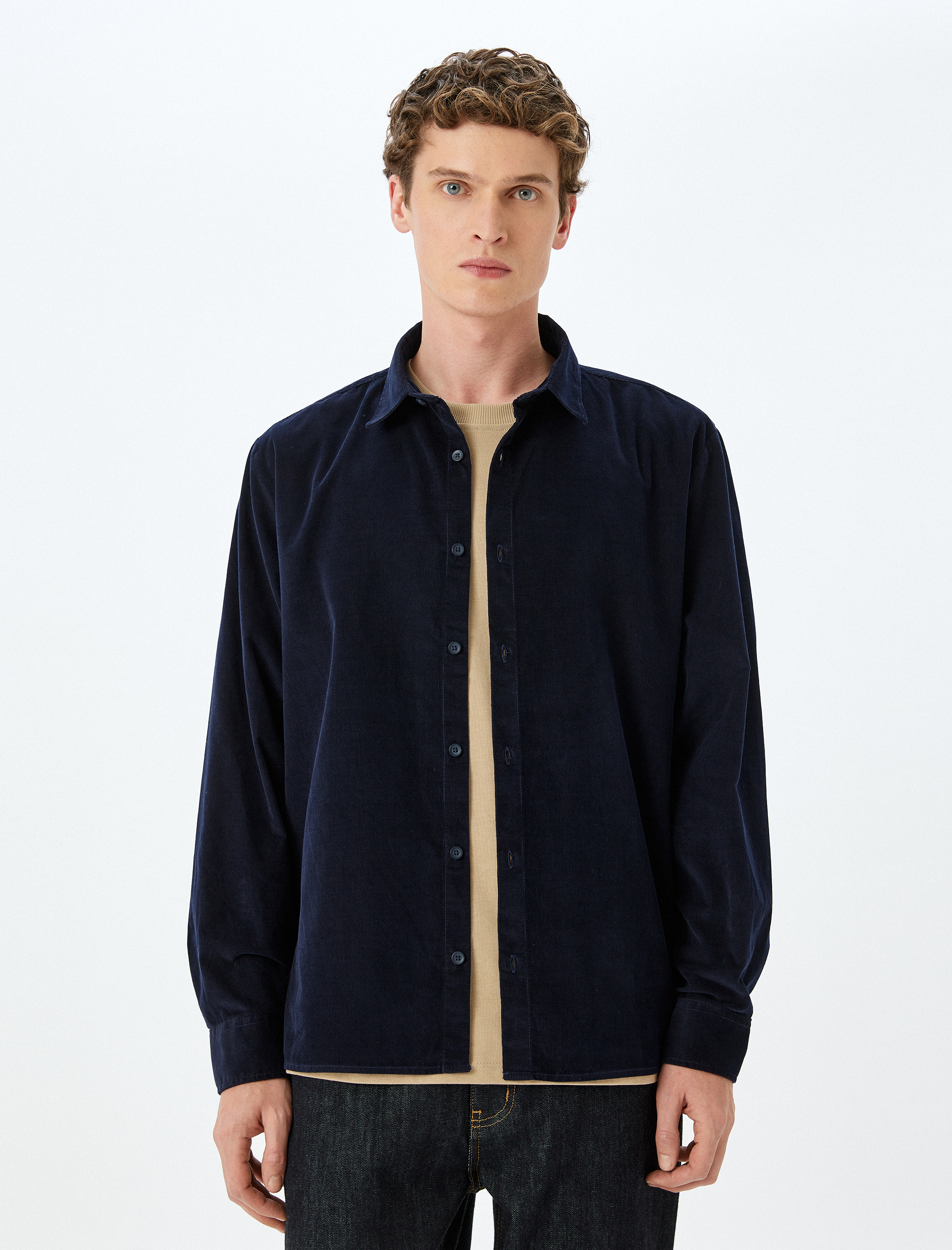   Pamuklu Regular Fit Fitilli Kadife Uzun Kollu Gömlek