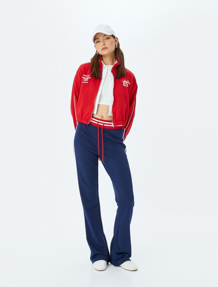  Arkası Baskılı Fermuarlı Oversize Şardonlu Sweatshirt