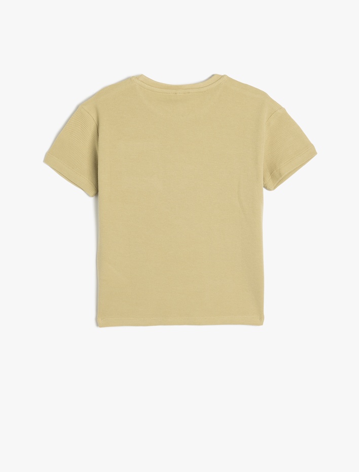 Erkek Çocuk Oversize Basic Tişört Kısa Kollu Bisiklet Yaka Dokulu Cep Detaylı Pamuklu