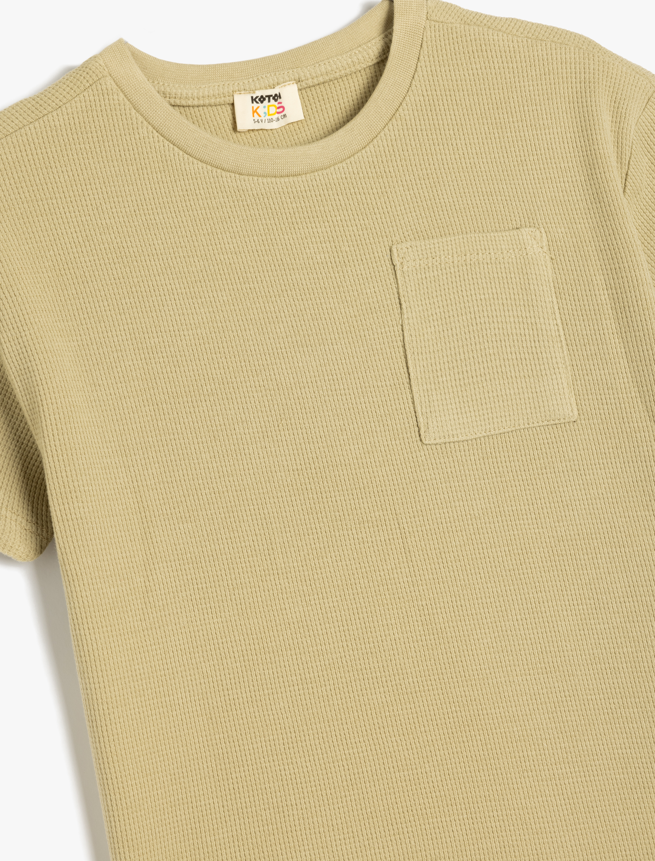  Erkek Çocuk Oversize Basic Tişört Kısa Kollu Bisiklet Yaka Dokulu Cep Detaylı Pamuklu