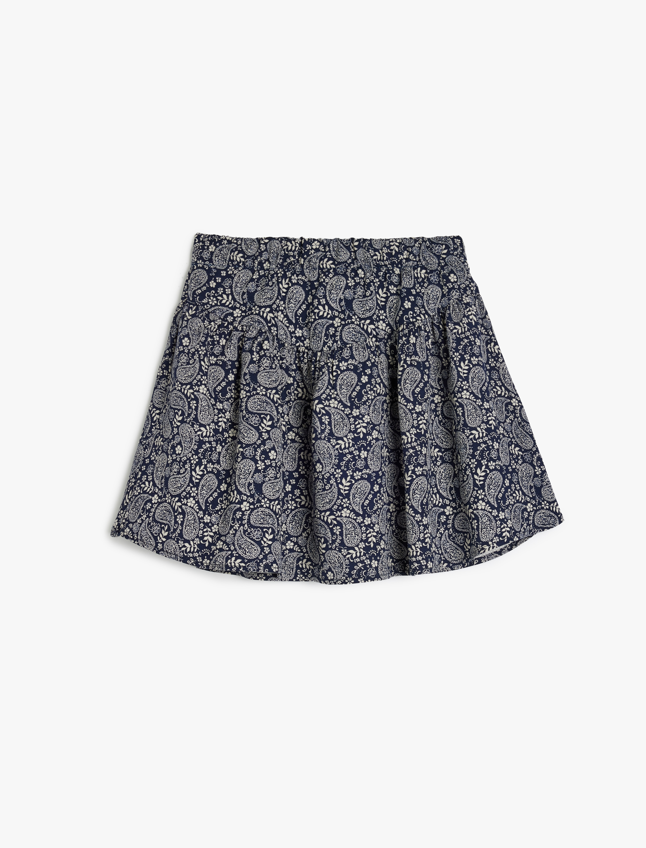  Kız Çocuk Beli Lastikli Çiçek Desenli Viskon Pileli Etek