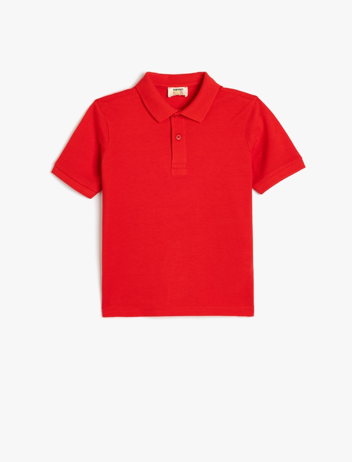 Erkek Çocuk Polo Tişört Kısa Kollu Dokulu Pamuklu