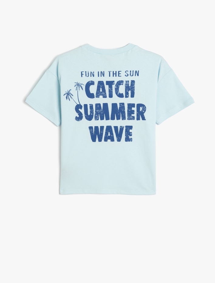 Erkek Çocuk Oversize Tişört Kısa Kollu Bisiklet Yaka Yaz Baskı Detaylı Pamuklu