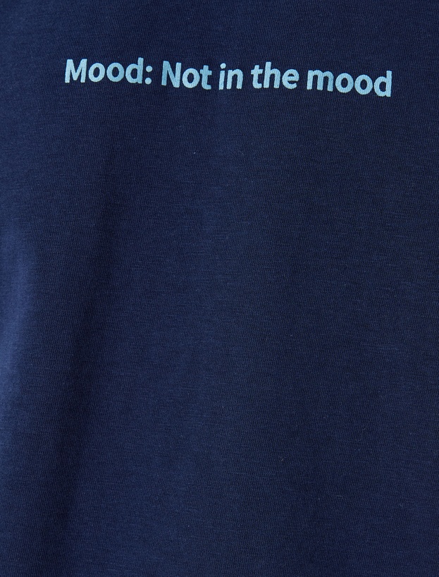 Pamuklu Bisiklet Yaka Kısa Kollu Slim Fit Slogan Baskılı Tişört_5