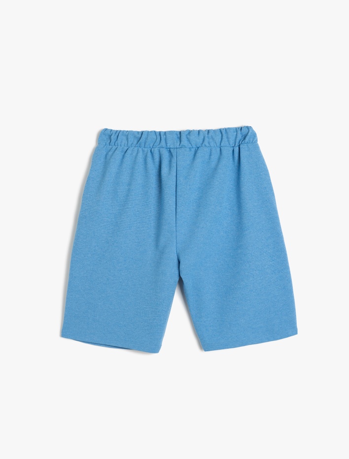 Erkek Çocuk Slogan Baskılı Şort Beli Bağlamalı Cep Detaylı