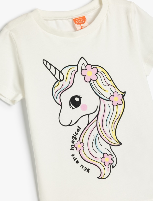 Unicorn Baskılı Tişört Uzun Kollu Bisiklet Yaka Pamuklu_2