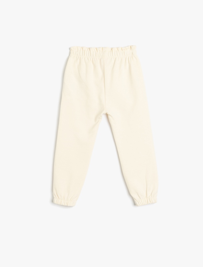 Kız Bebek Jogger Eşofman Altı Kedi Baskılı Beli Bağcıklı Pamuklu Şardonlu