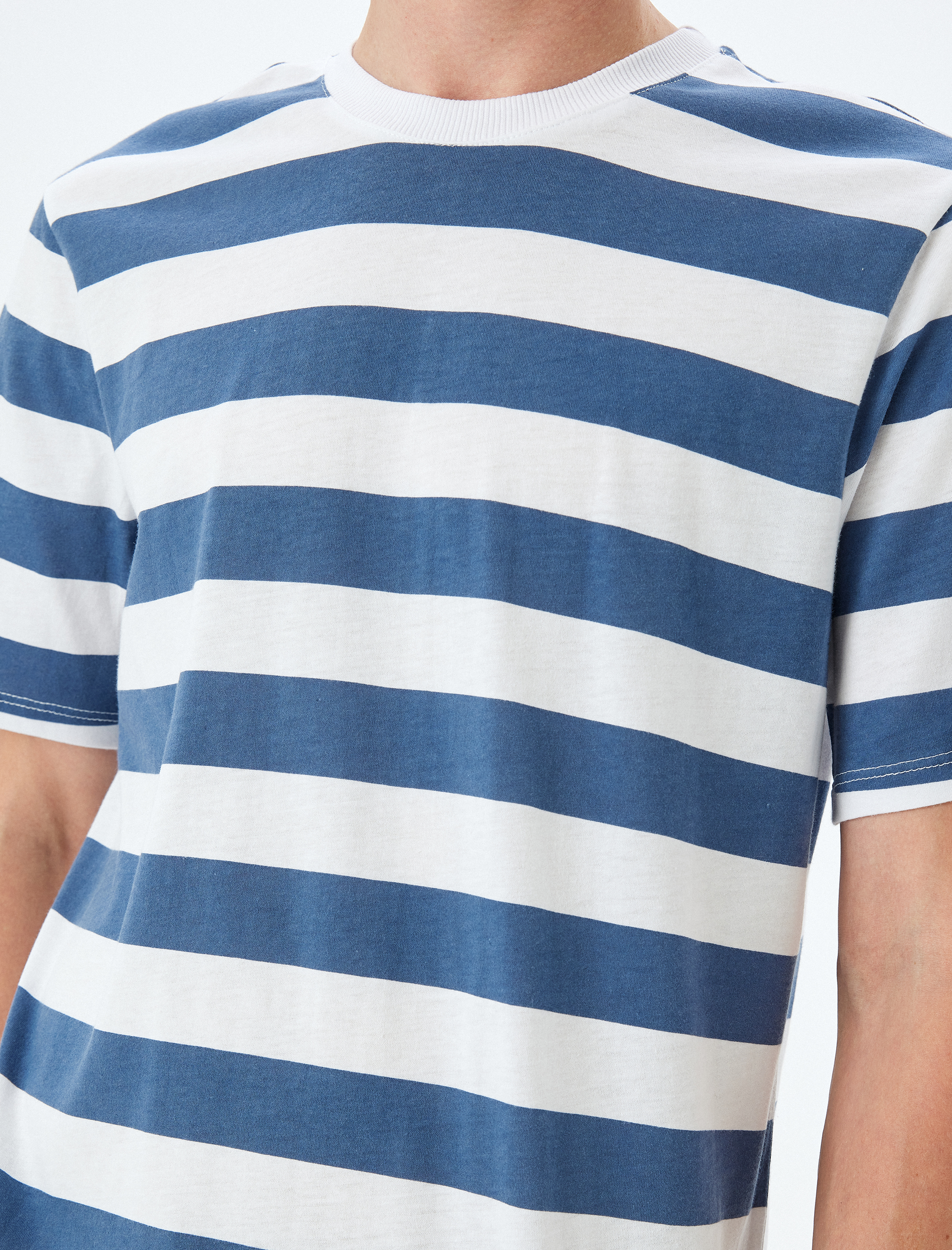   Bisiklet Yaka Pamuklu Regular Fit Kısa Kollu Çizgili Tişört