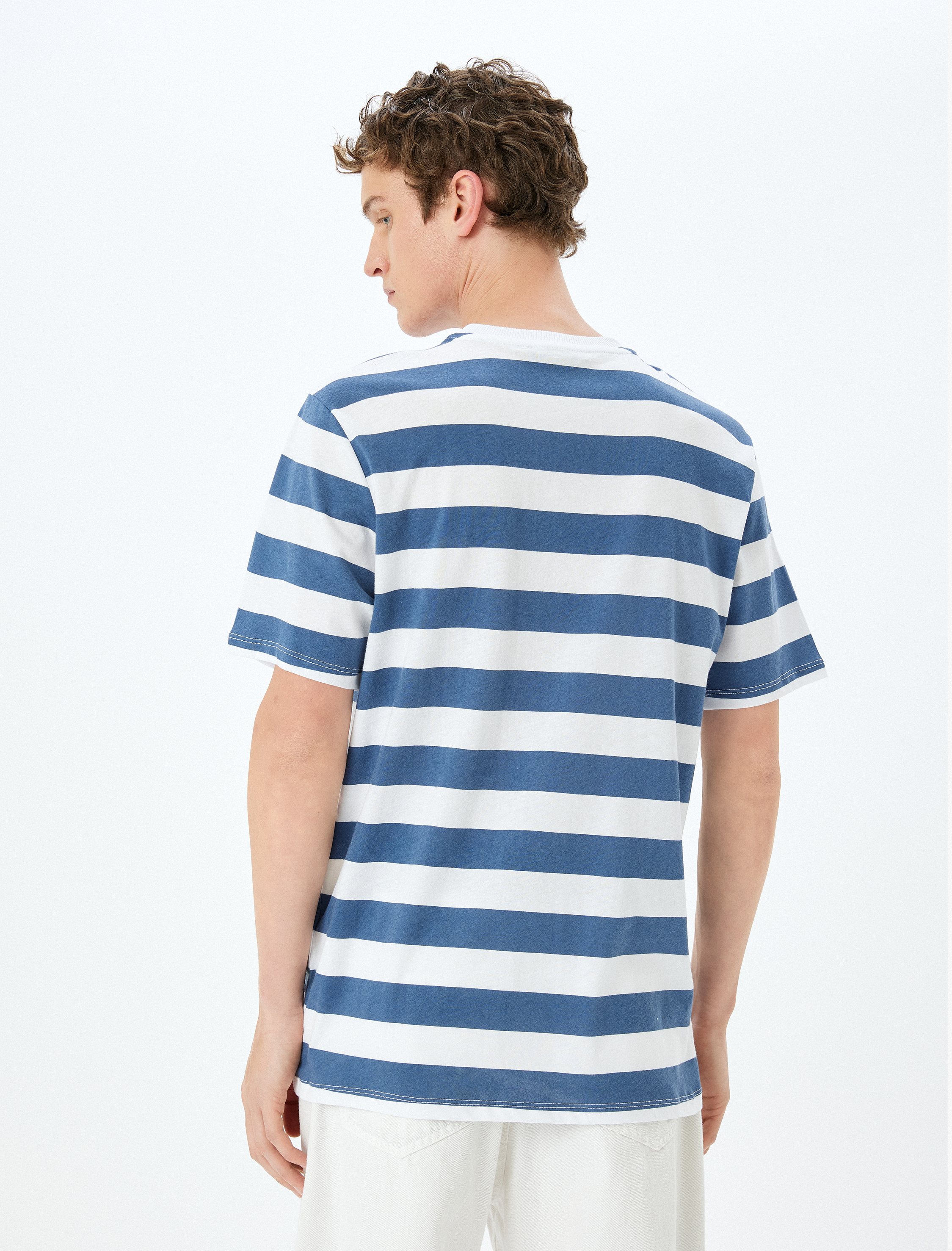   Bisiklet Yaka Pamuklu Regular Fit Kısa Kollu Çizgili Tişört