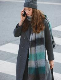 Uzun Atkı Püsküllü Kareli Yumuşak Dokulu