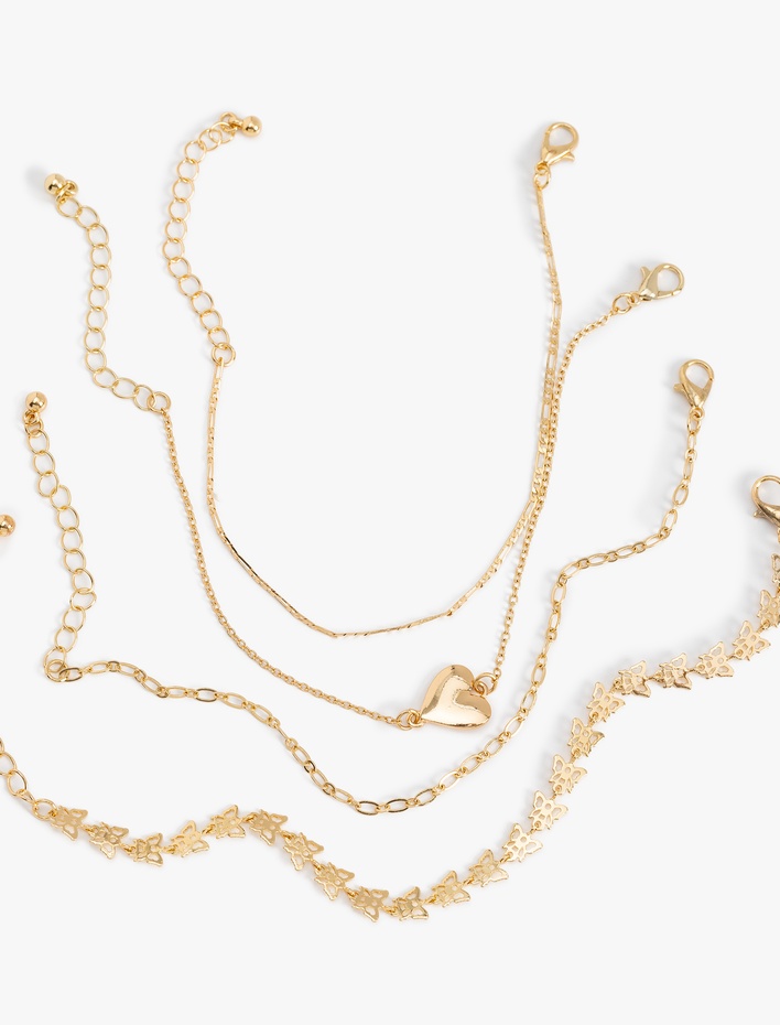 Kadın 4'lü Bileklik Seti Kalp Detaylı