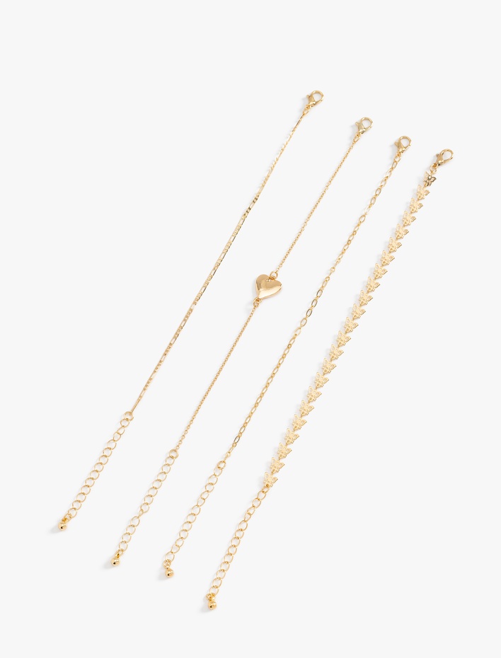 Kadın 4'lü Bileklik Seti Kalp Detaylı