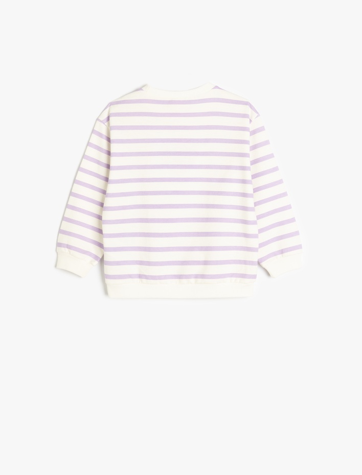 Kız Bebek Sweatshirt Uzun Kollu Kalp Baskılı Bisiklet Yaka Pamuklu