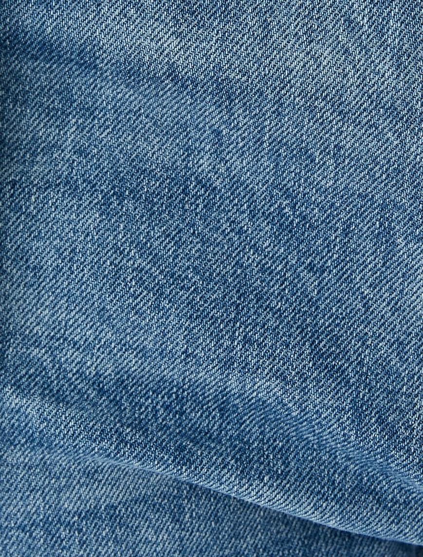   Düz Paça Düz Kesim Normal Bel Düğmeli Kot Pantolon - Straight Fit Jean