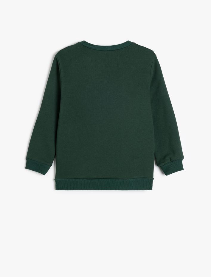 Erkek Çocuk Şardonlu Uzun Kollu Bisiklet Yaka Baskı Detaylı Sweatshirt