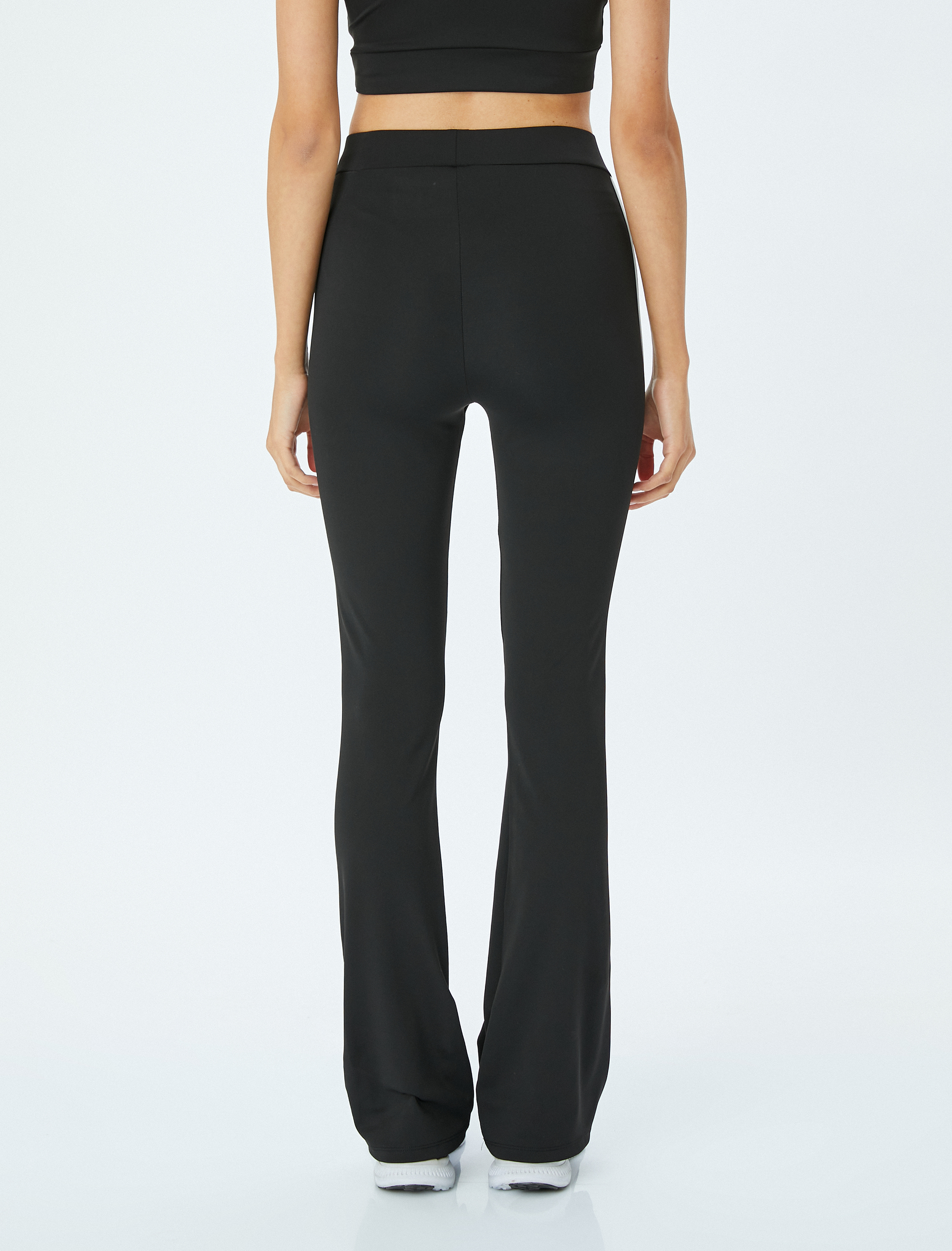   İspanyol Paça Yüksek Bel Biyeli İnterlok Spor Tayt