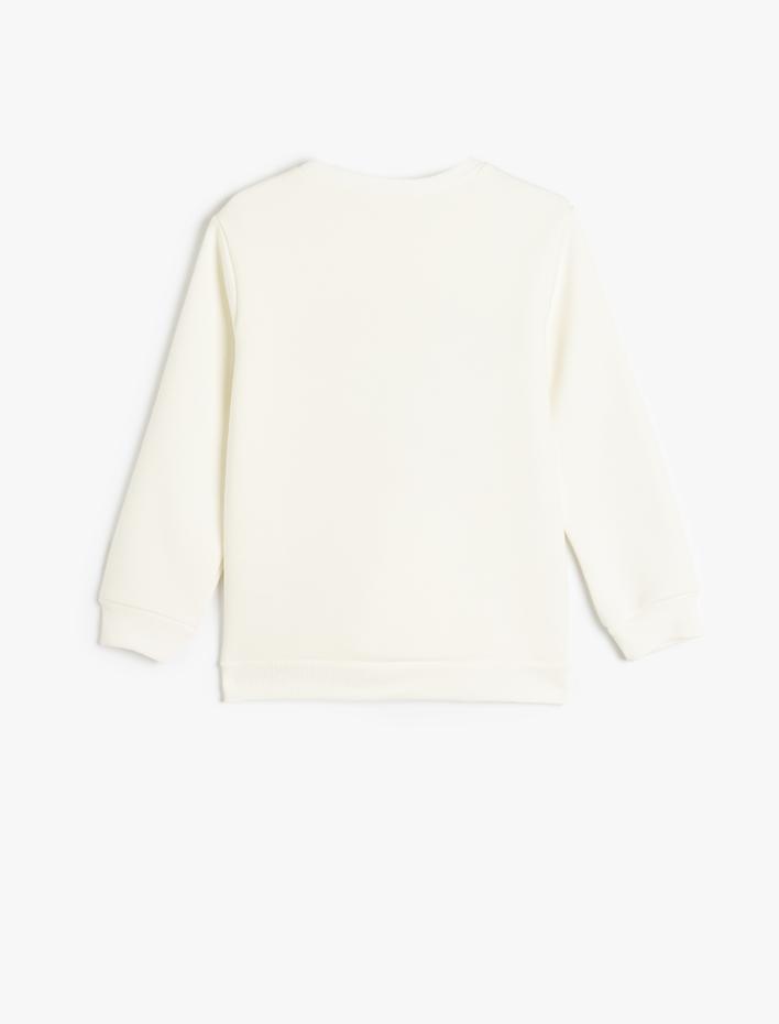 Erkek Çocuk Şardonlu Uzun Kollu Bisiklet Yaka Kolej Baskı Detaylı Sweatshirt