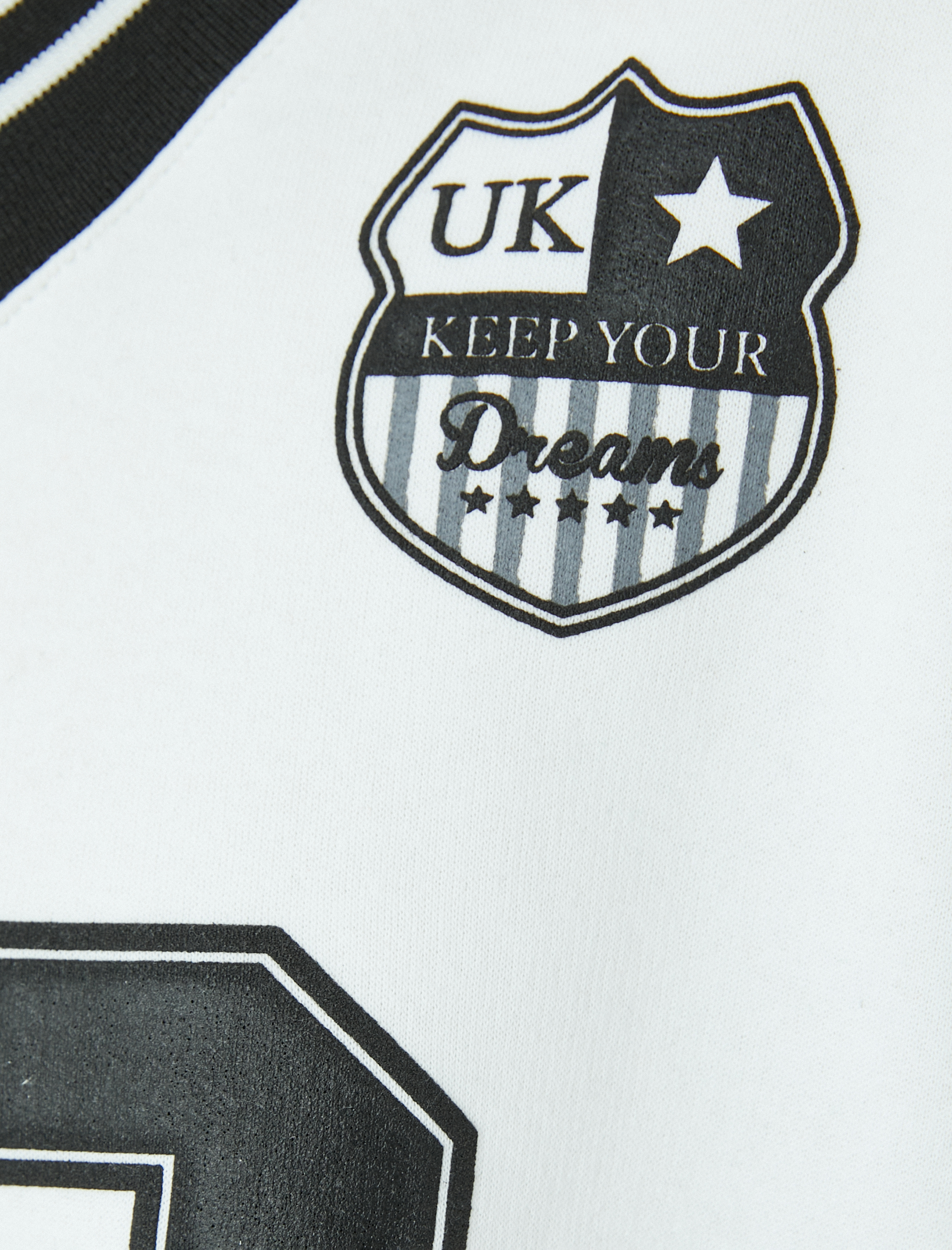 V Yaka Biyeli Kolej Baskılı Şardonlu Oversize Sweatshirt