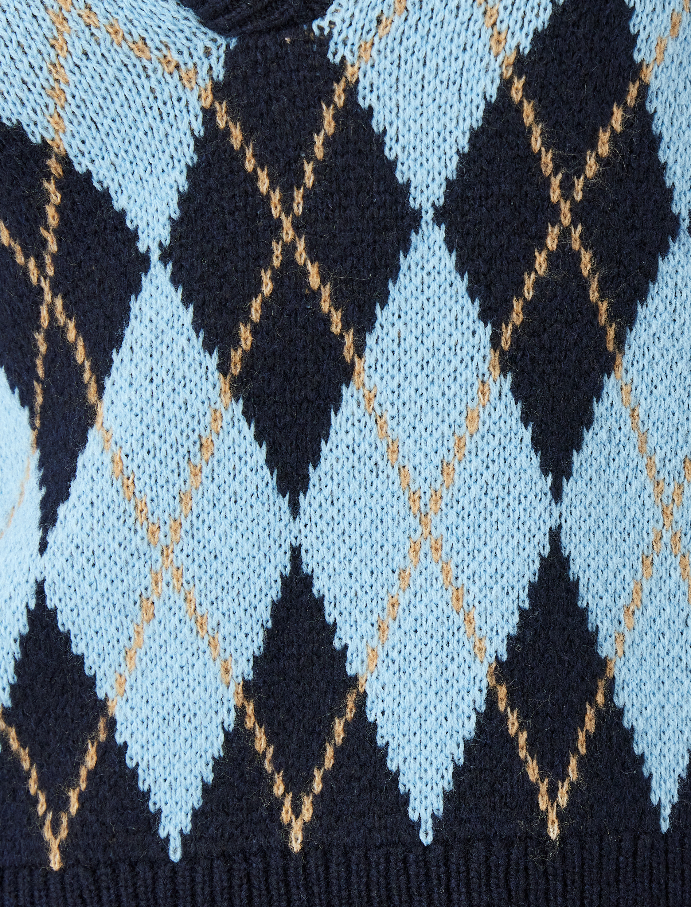   Yumuşak Dokulu Baklava Desenli Triko Polo Yaka Kazak