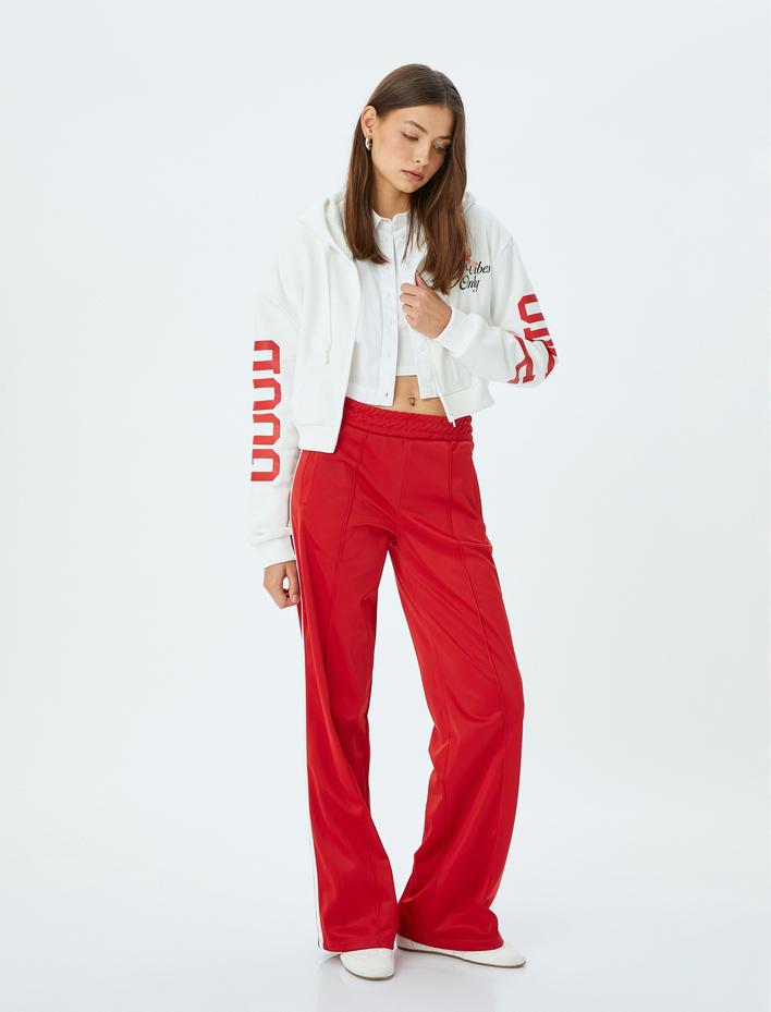  Şardonlu Arkası Baskılı Kapşonlu Fermuarlı Cepli Sweatshirt