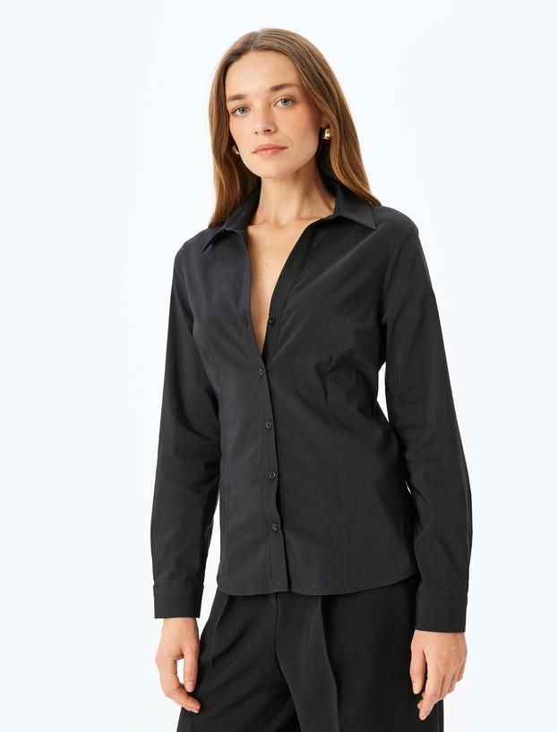 Uzun Kollu Slim Fit Klasik Poplin Gömlek_2