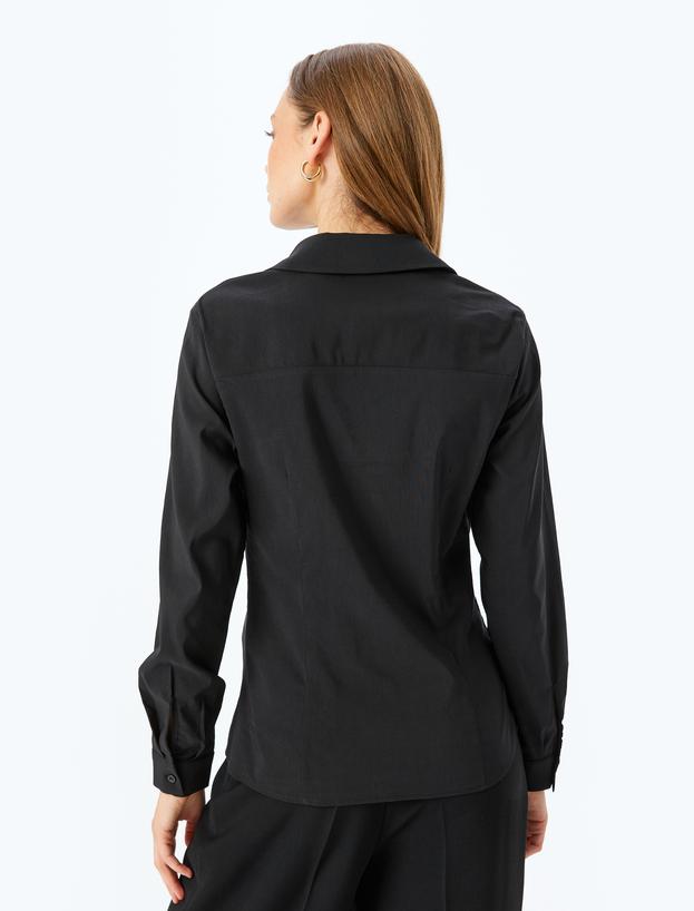 Uzun Kollu Slim Fit Klasik Poplin Gömlek_3