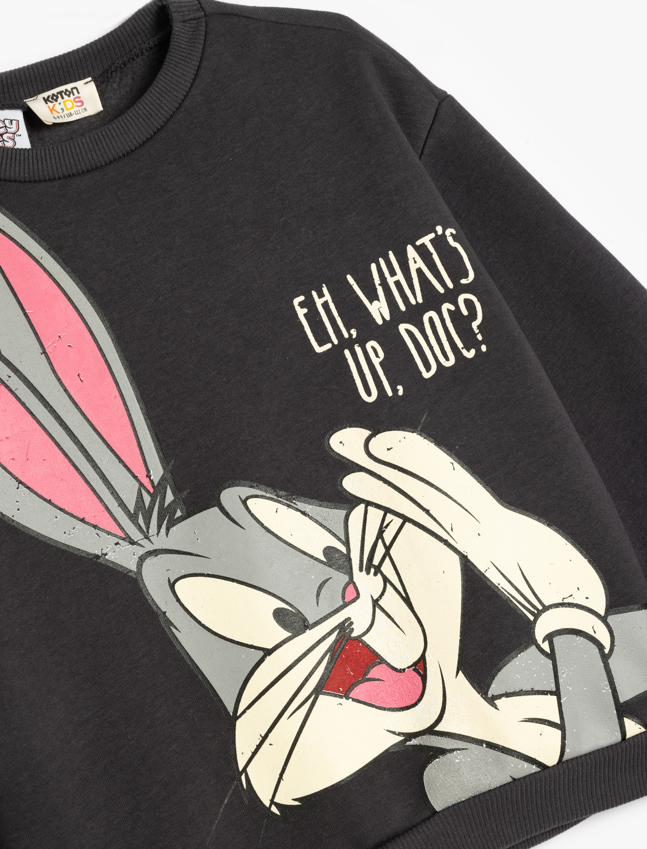  Kız Çocuk Bugs Bunny Baskılı Lisanslı Pamuklu Uzun Kollu Şardonlu Sweatshirt