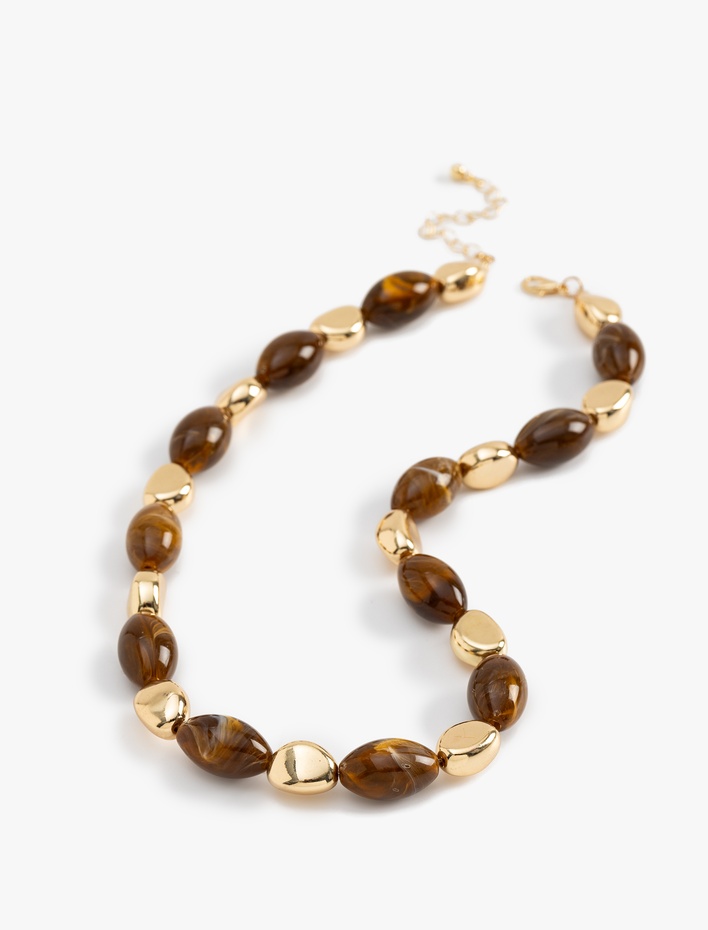 Kadın Boncuklu Taşlı Kolye