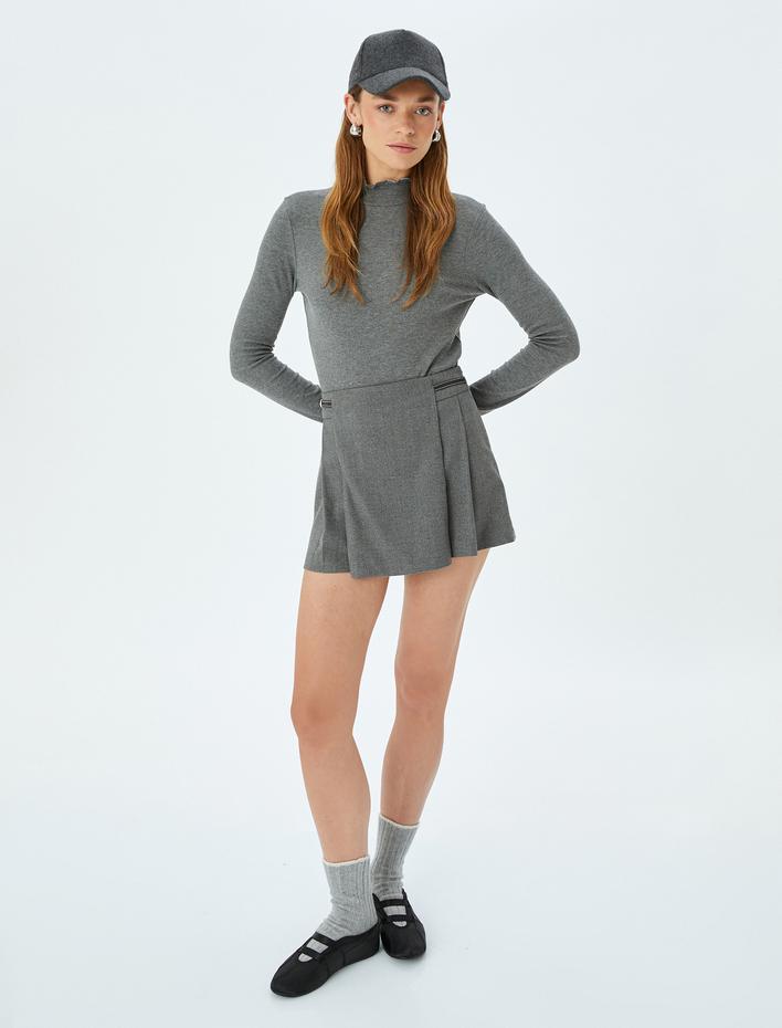  Koton X Şahika Ercümen - Uzun Kollu Fırfırlı Dik Yaka Body