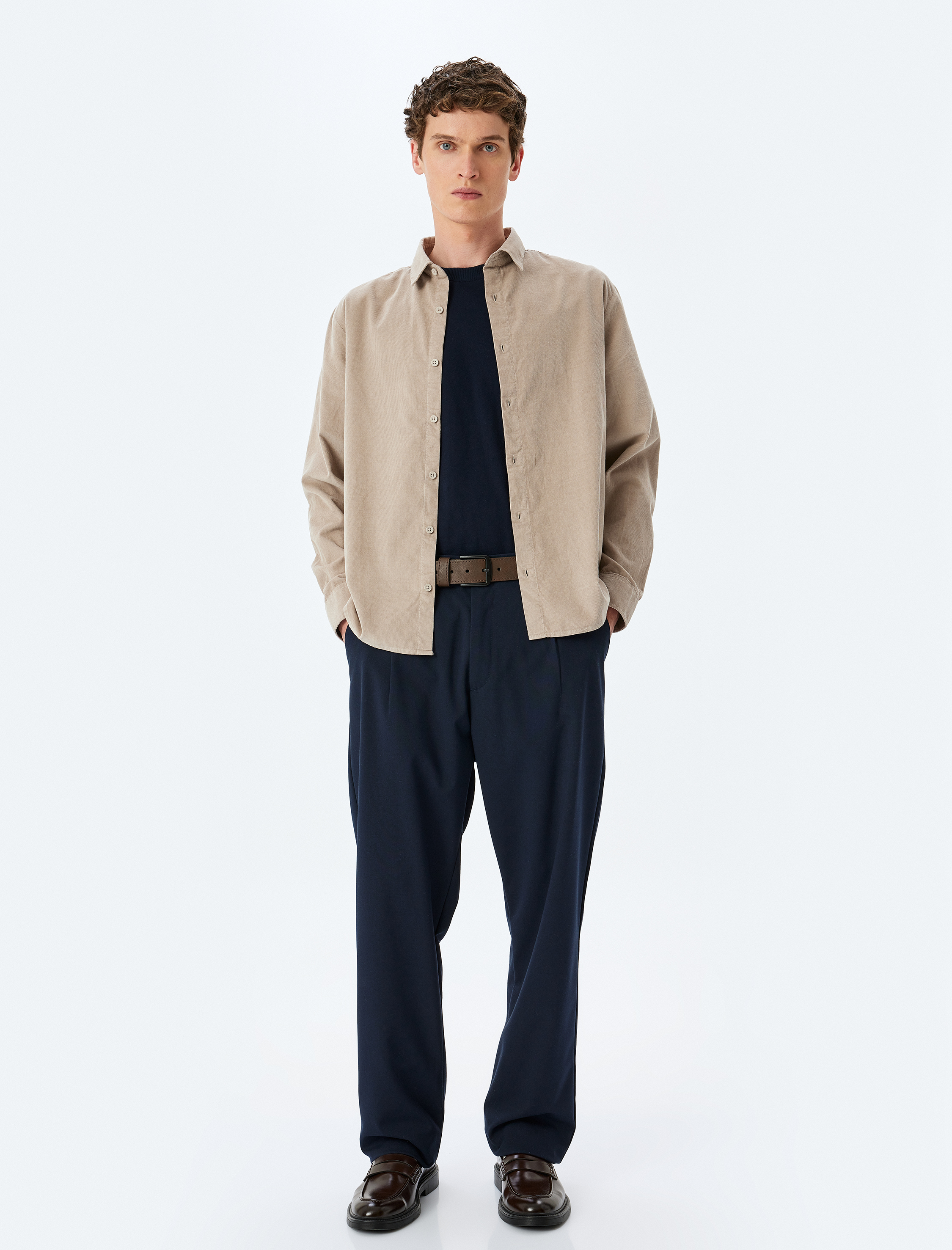   Pamuklu Regular Fit Fitilli Kadife Uzun Kollu Gömlek