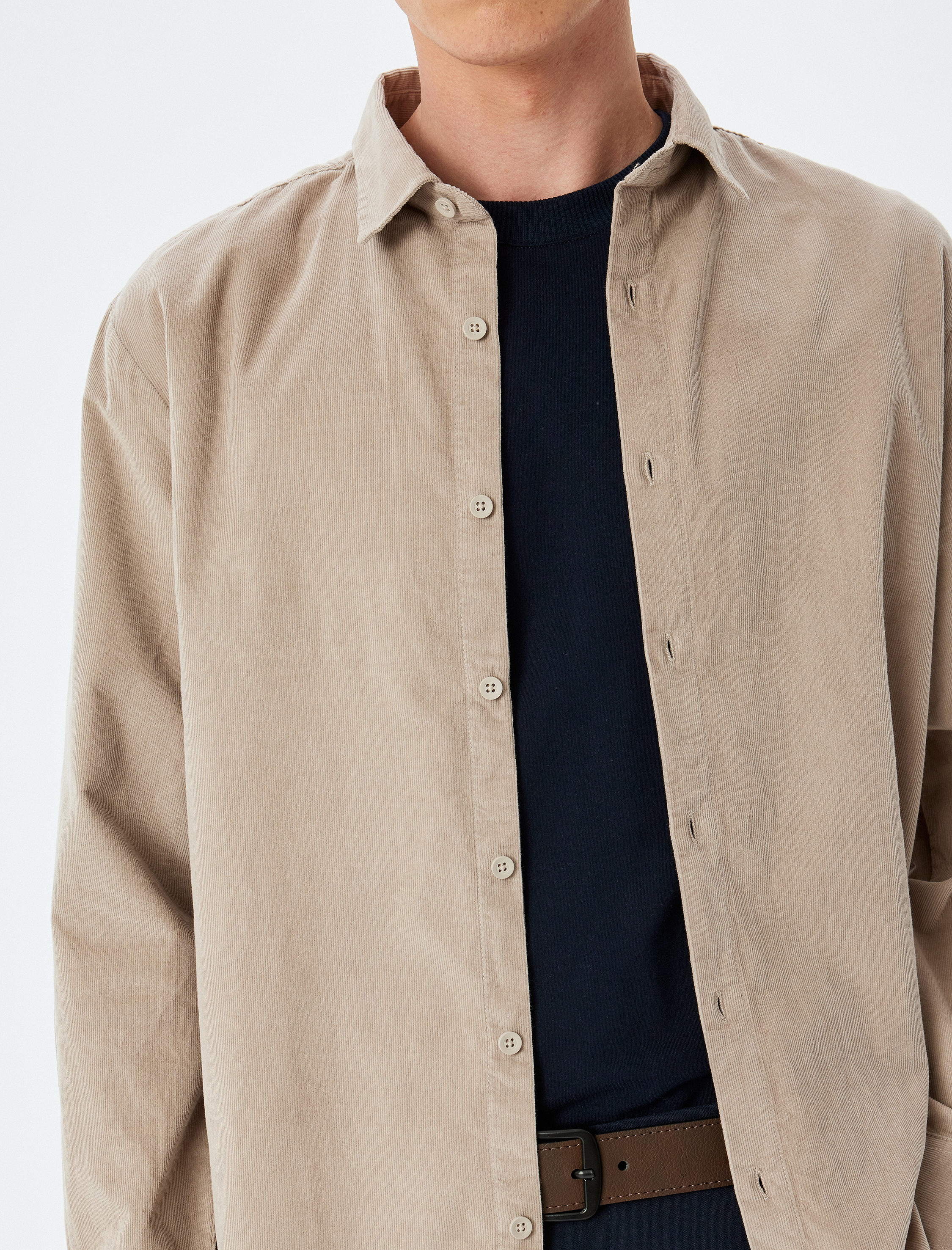   Pamuklu Regular Fit Fitilli Kadife Uzun Kollu Gömlek