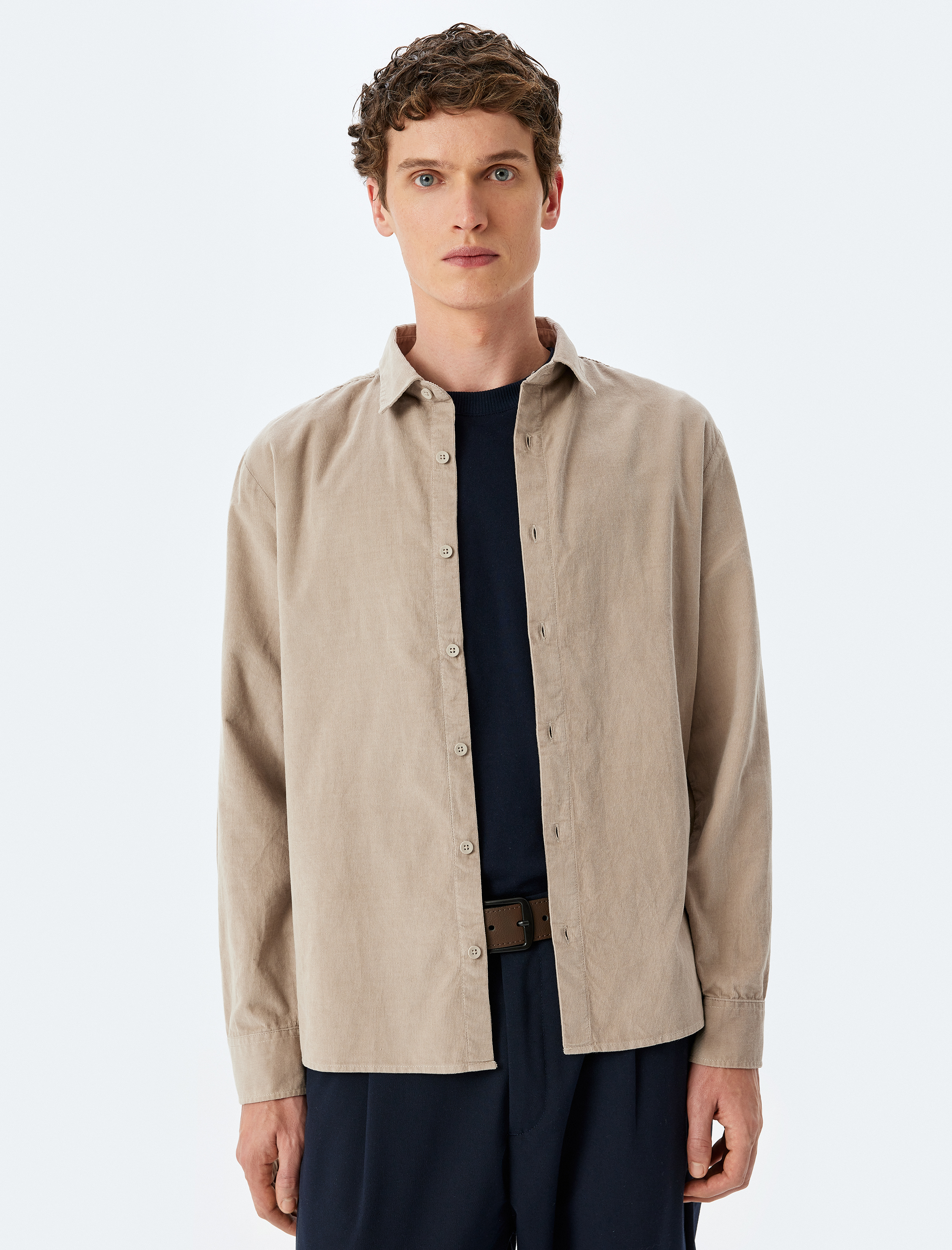   Pamuklu Regular Fit Fitilli Kadife Uzun Kollu Gömlek