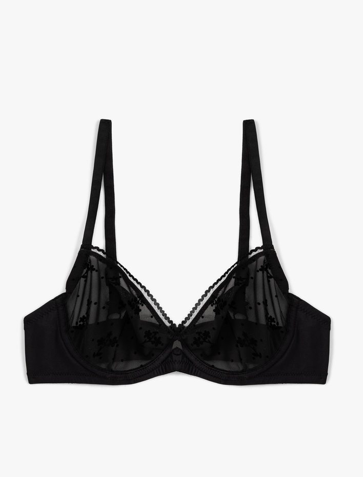  Dolgusuz Balenli Transparan Tül Sütyen